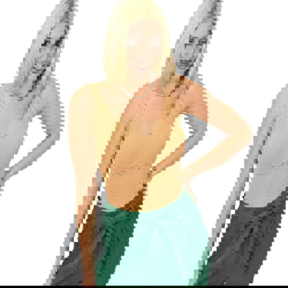 Γυναικείο πλεκτό τοπ διάτρητο Μπεζ 23215