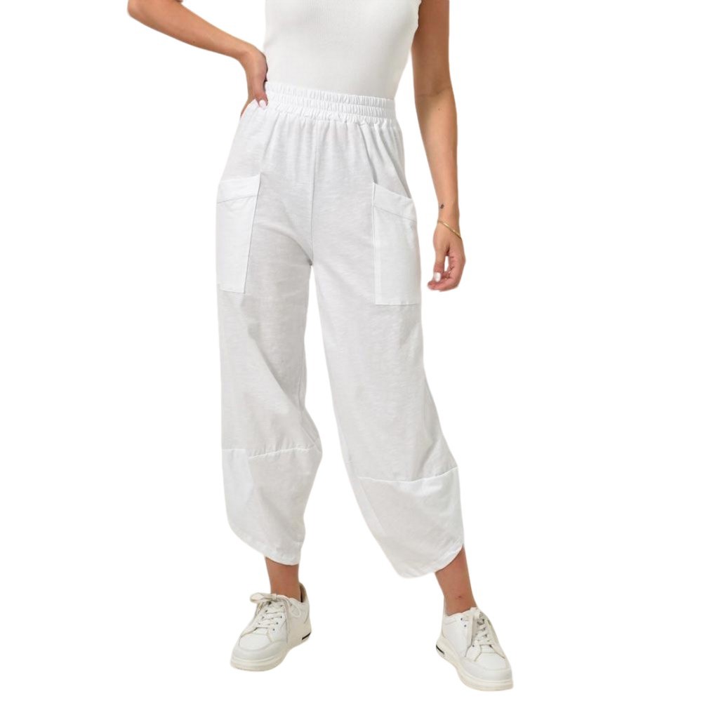 Σαλβάρι ψηλόμεσο με τσέπες Λευκό 24785