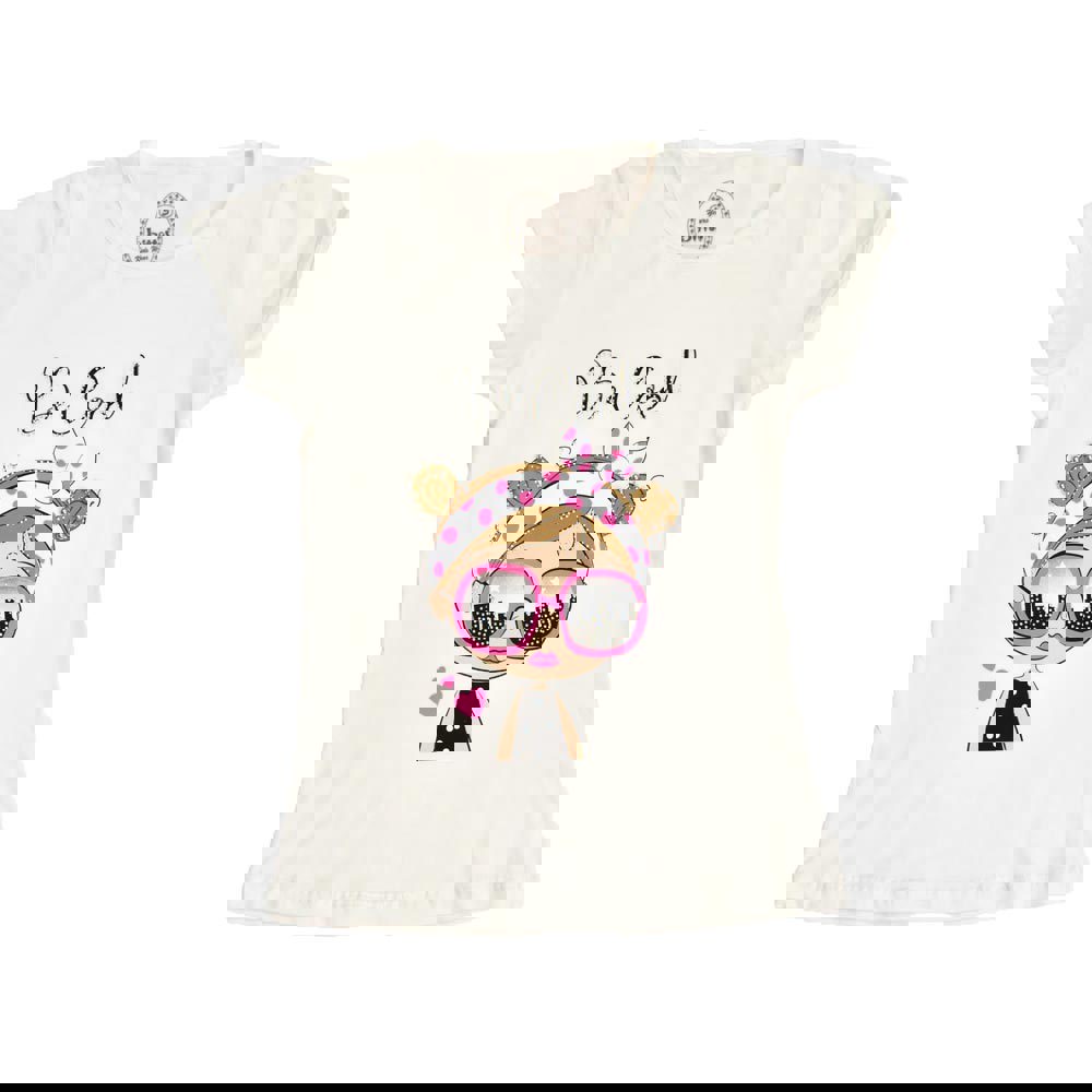 Παιδική μπλούζα με τύπωμα και στρας BE COOL Εκρού 16426