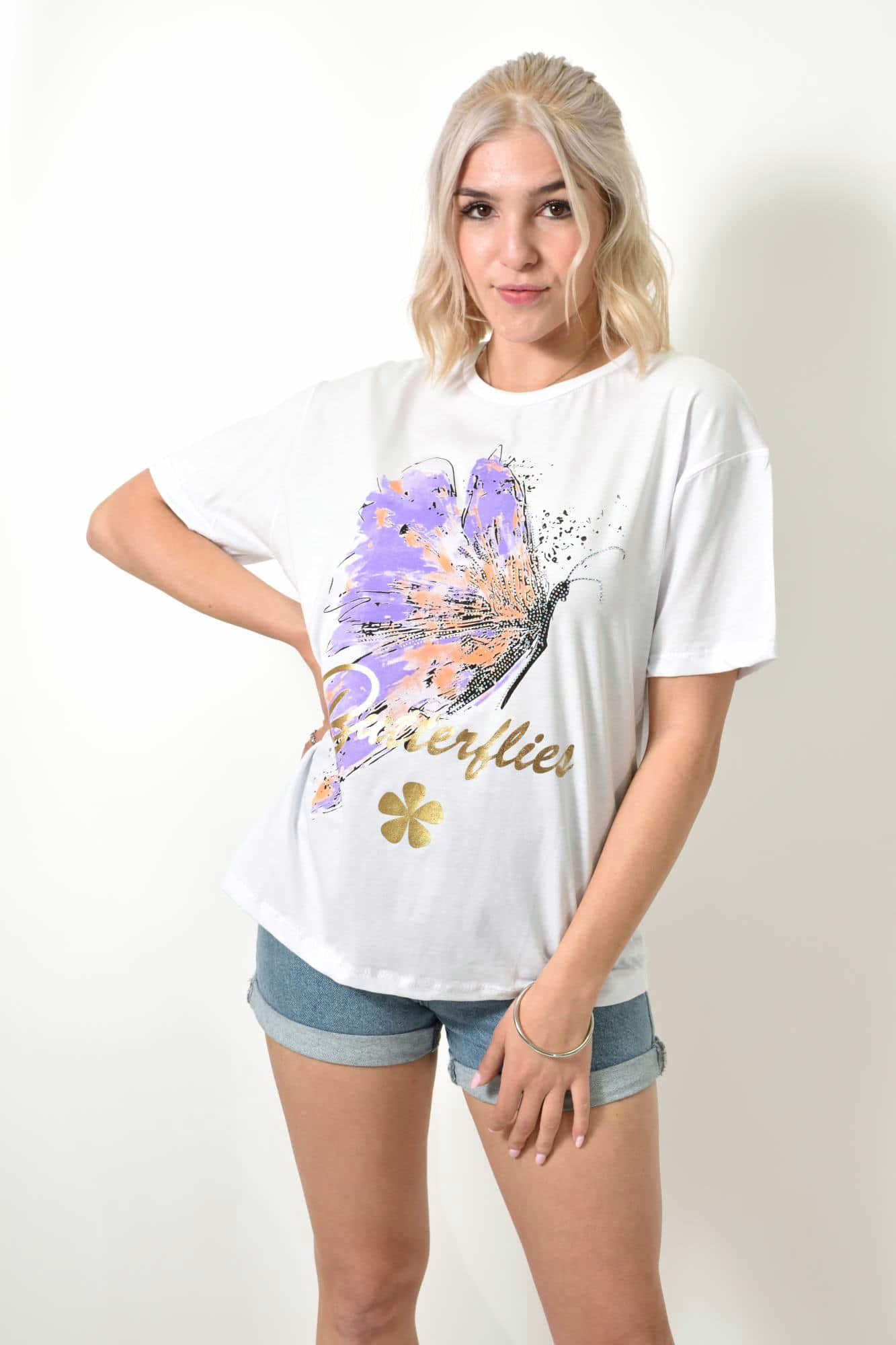 T-Shirt με Σχέδιο Πεταλούδα 