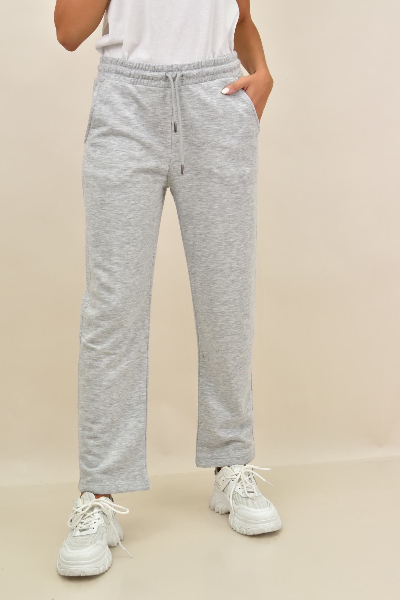Παντελόνι jogger με φαρδύ μπατζάκι Γκρι 17534