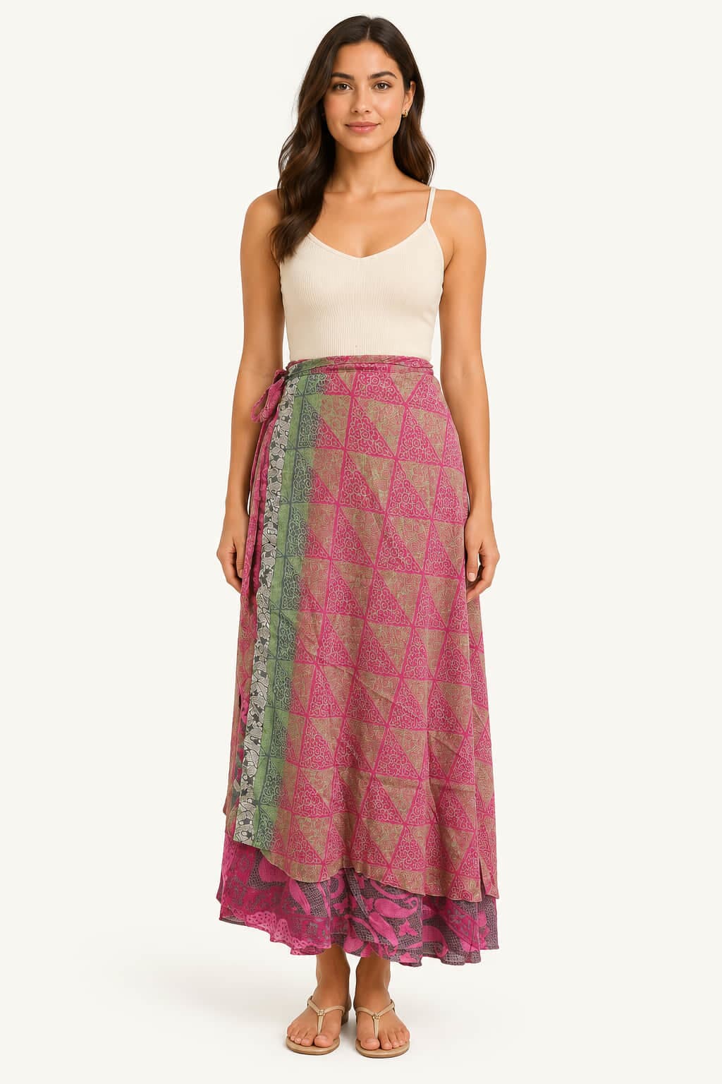 Μακριά Φούστα Boho με Εμπριμέ Σχέδια Ροζ 27489