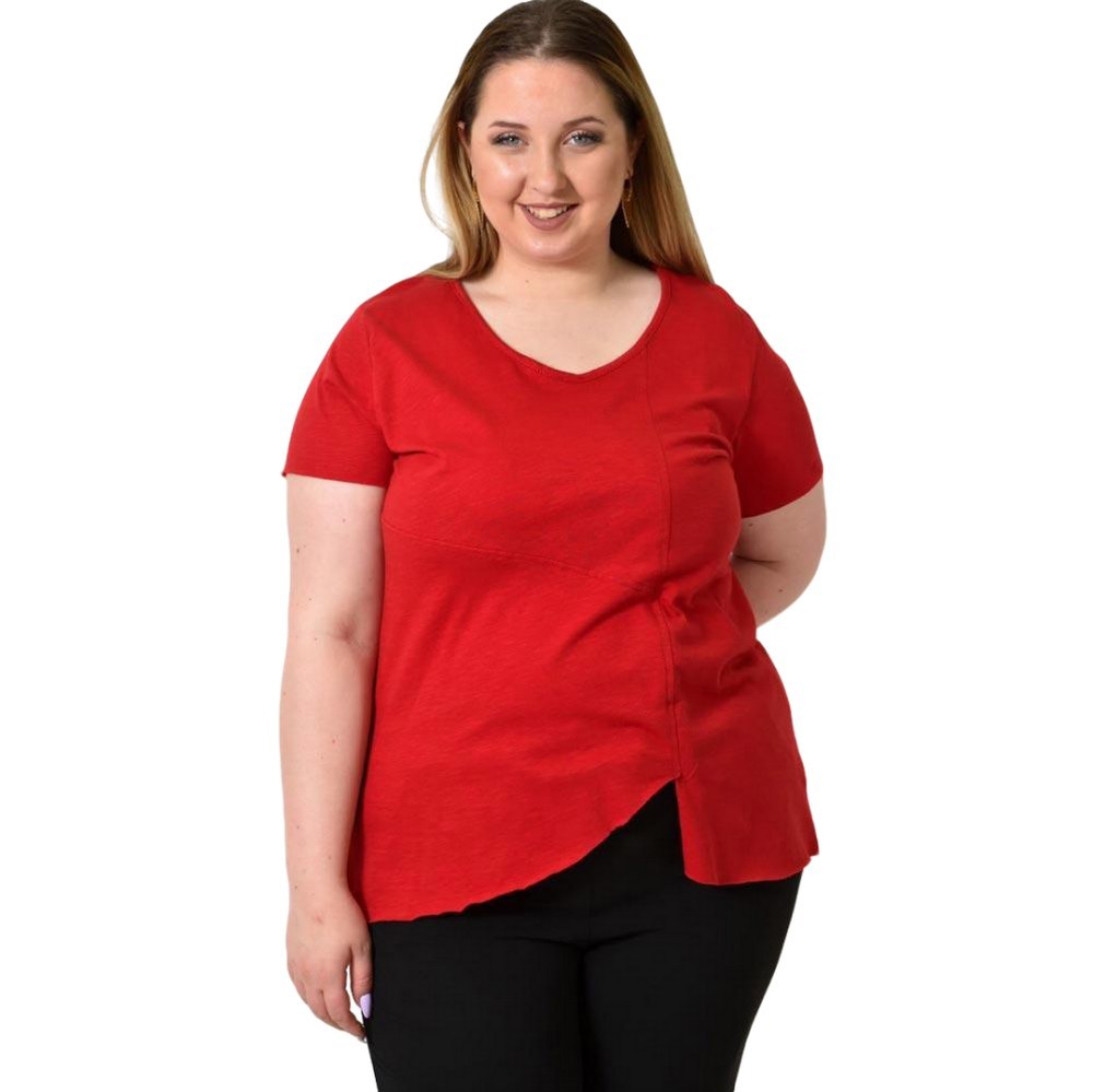 Ασύμμετρο Κοντομάνικο Μπλουζάκι Κόκκινο 24384