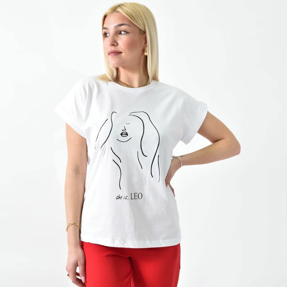 T-shirt με τύπωμα she is LEO Λευκό 26395