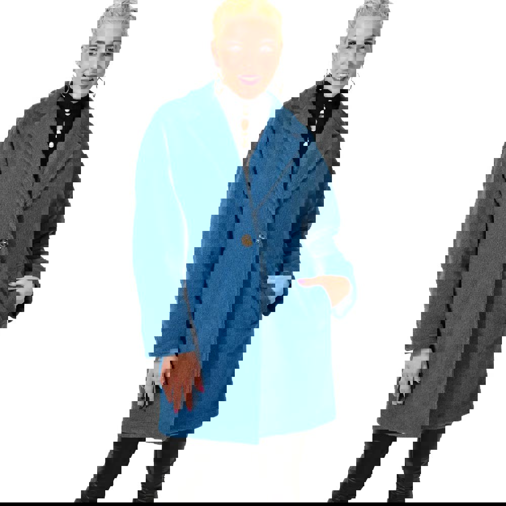 Γυναικείο παλτό μονόχρωμο Μπλε 22481