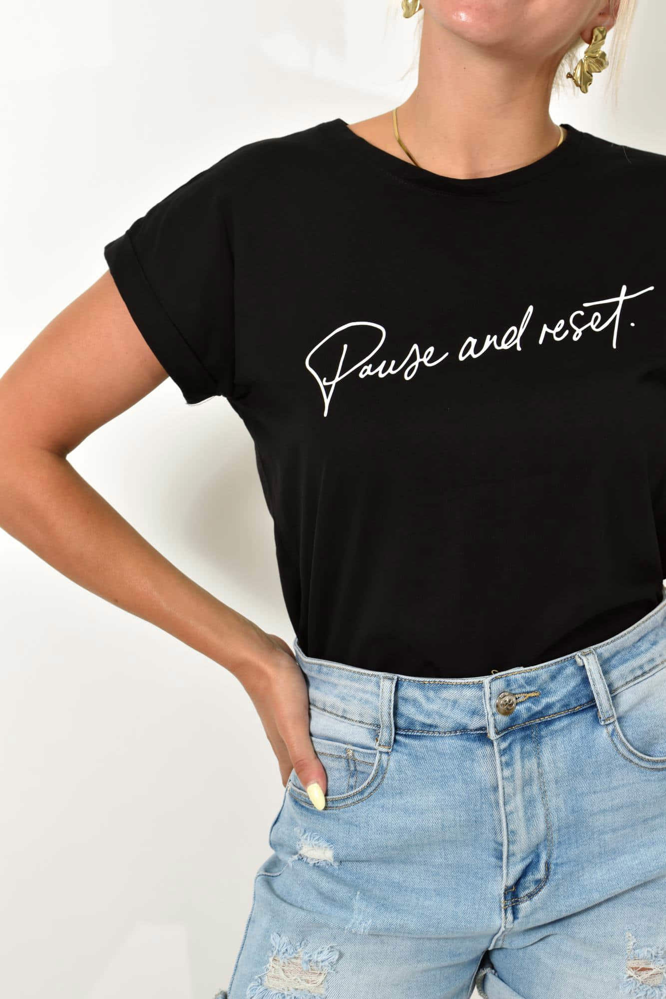 T-shirt με τύπωμα Μαύρο 25546