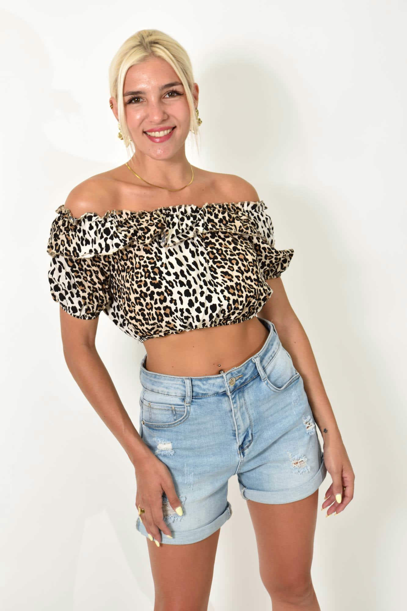 Crop τοπ με βολάν σχέδιο animal print Animal Print 25557