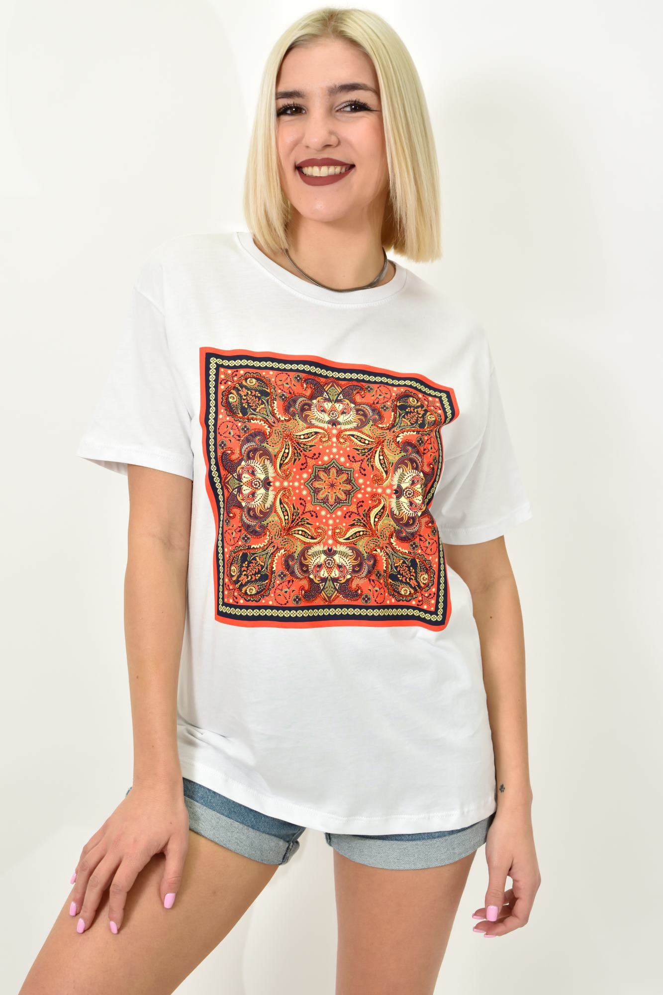Γυναικείο T-shirt με σχέδιο Λευκό 23159