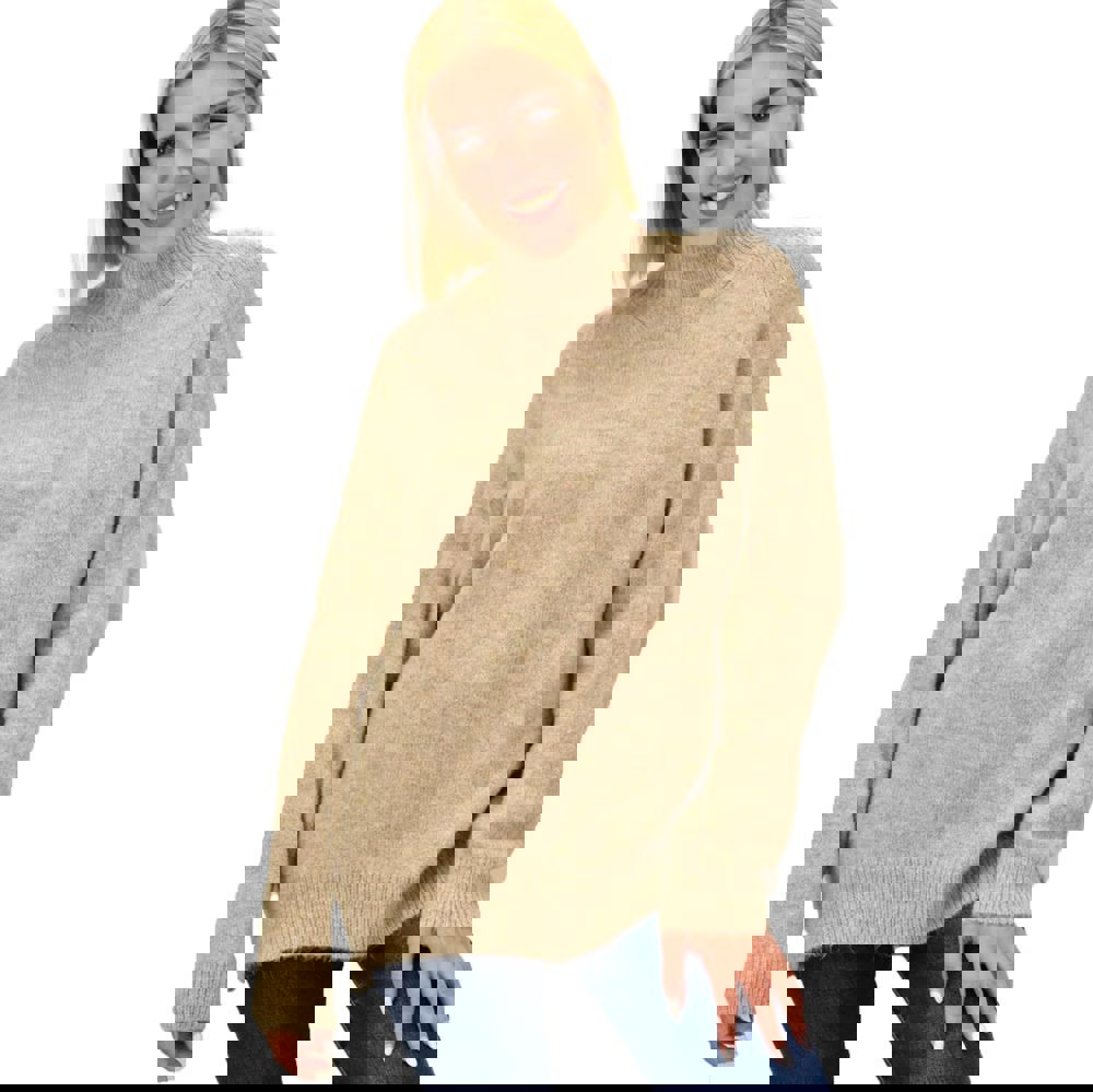 Πλεκτό πουλόβερ oversized Μπεζ 17955