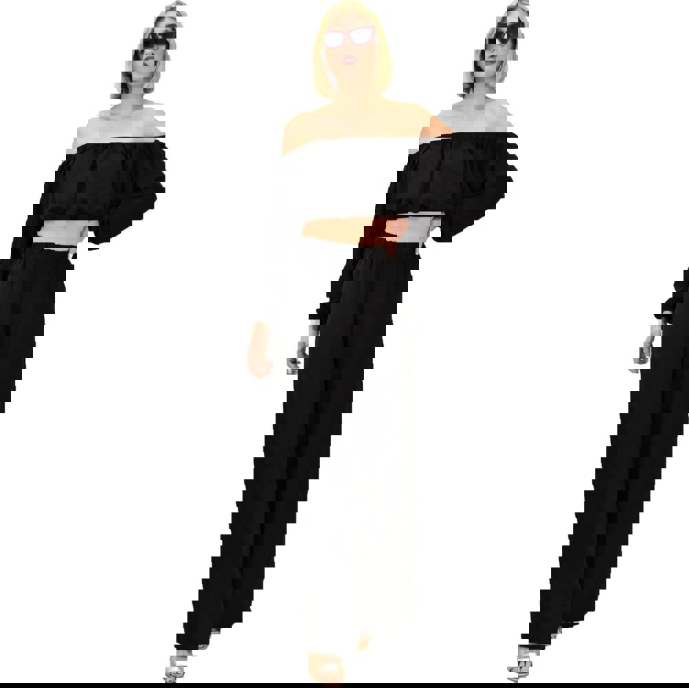 Γυναικείο σετ τοπ με παντελόνα Μαύρο 9849