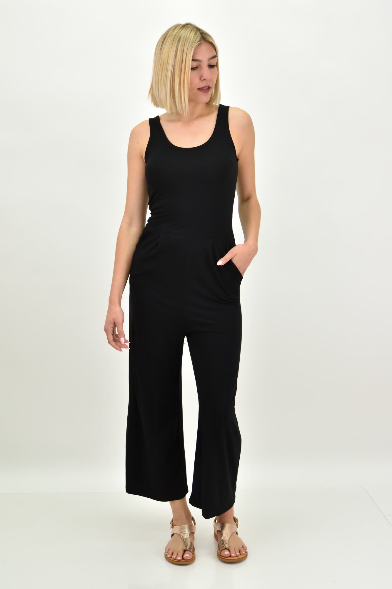 Ολόσωμη φόρμα zip culotte Μαύρο 19770