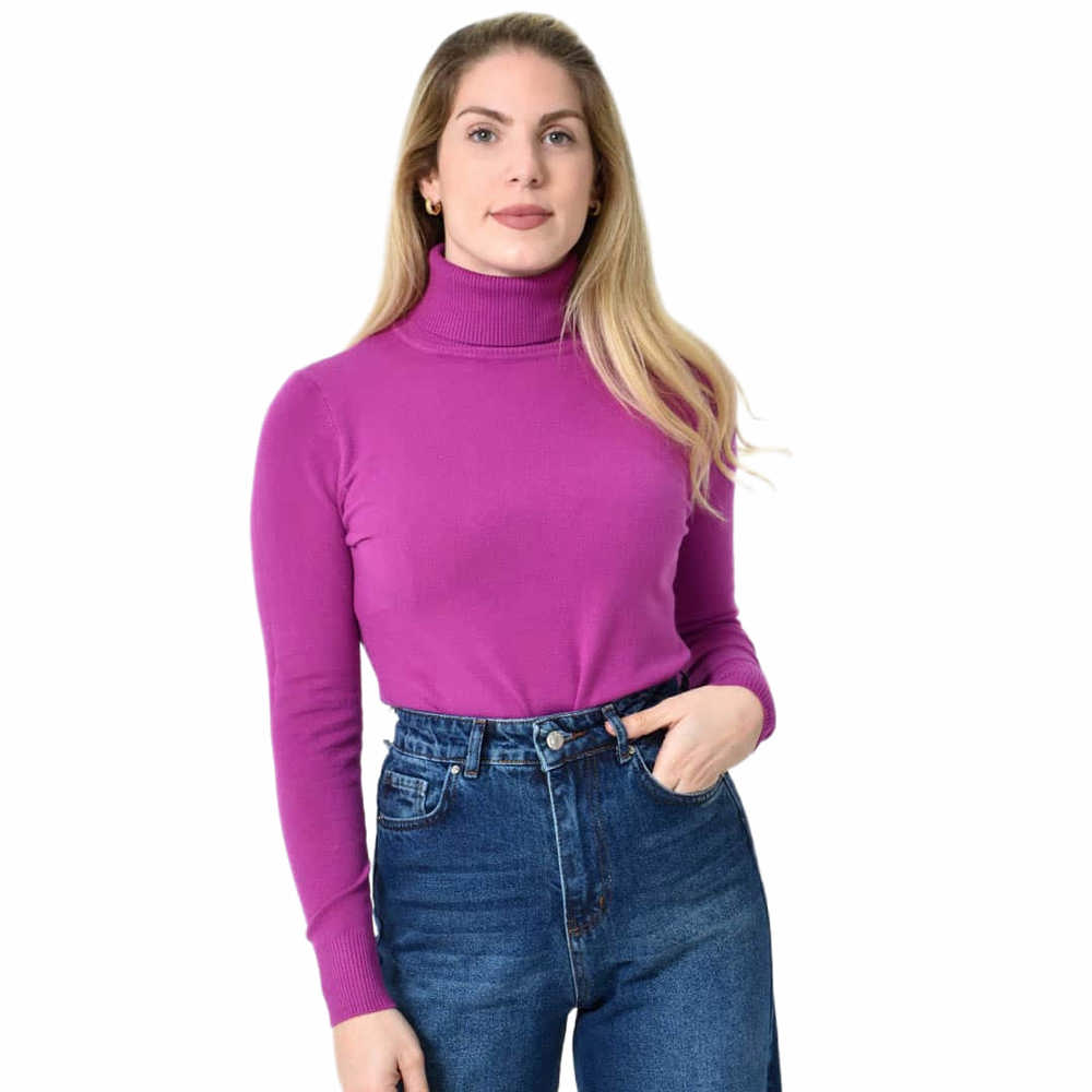 Πλεκτό Ζιβάγκο με Ύφανση Ριπ & Απαλή Υφή Ματζέντα 27270