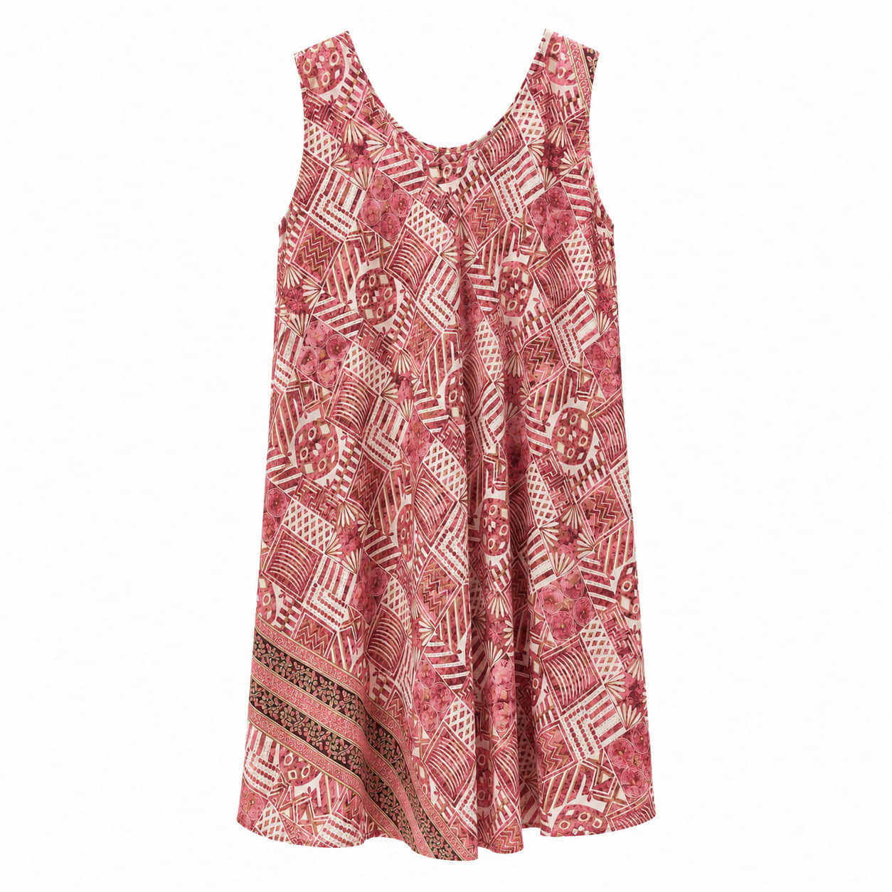 Plus Size Midi Φόρεμα με Γεωμετρικό Μοτίβο Κόκκινο 27361