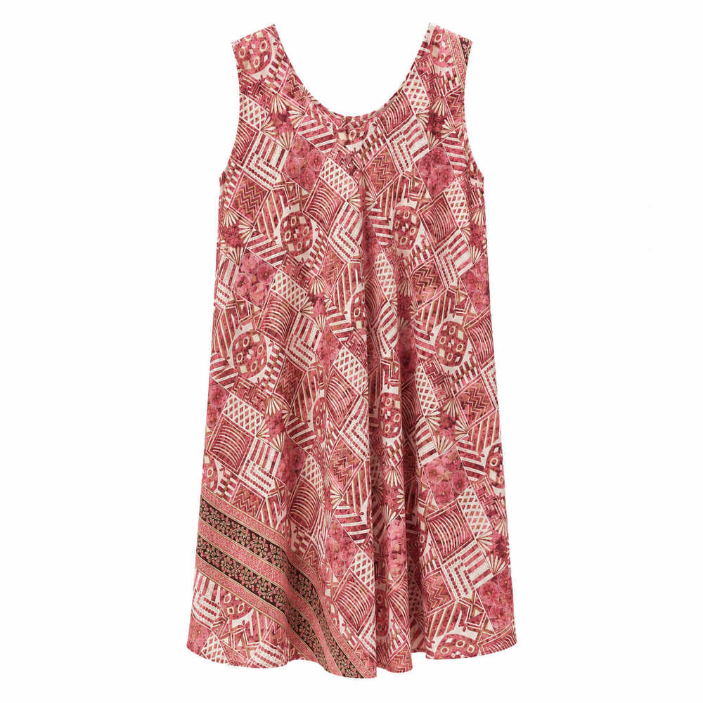 Plus Size Midi Φόρεμα με Γεωμετρικό Μοτίβο Κόκκινο 27361