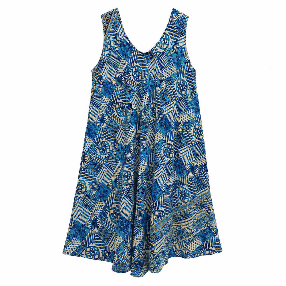 Plus Size Midi Φόρεμα με Γεωμετρικό Μοτίβο Μπλε Ρουά 27358