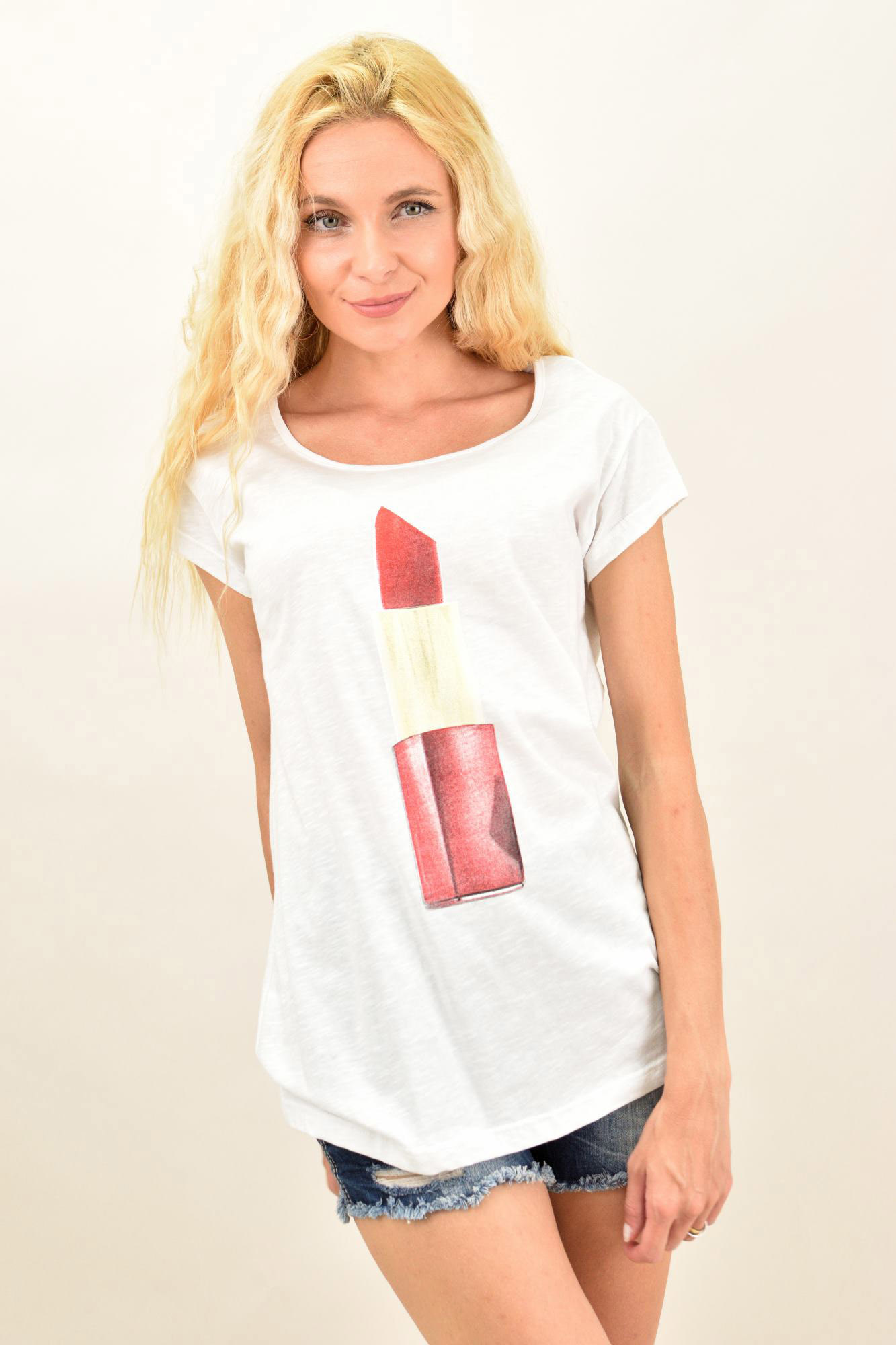 T-shirt με τύπωμα Λευκό 1305