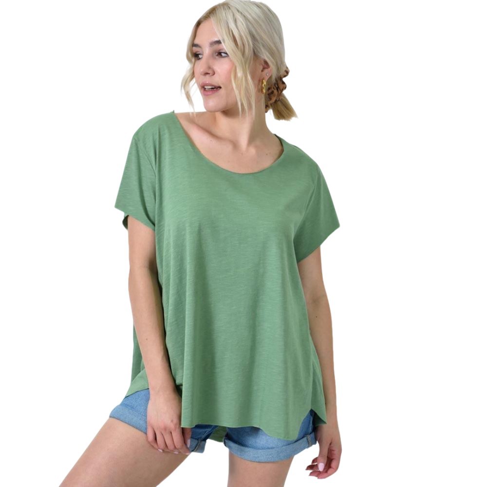 Ασύμμετρο Κοντομάνικο Μπλουζάκι Πράσινο 24552