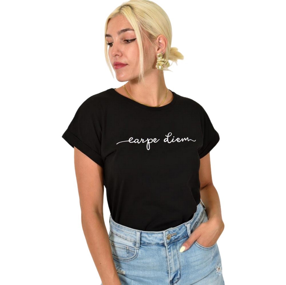 T-shirt με τύπωμα Μαύρο 25510