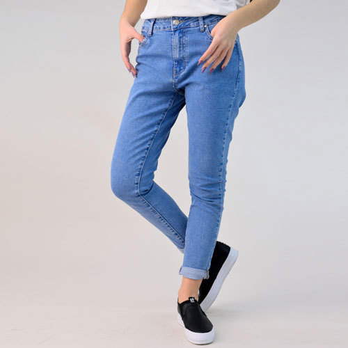 Παντελόνι τζιν mom fit Μπλε Τζιν 965