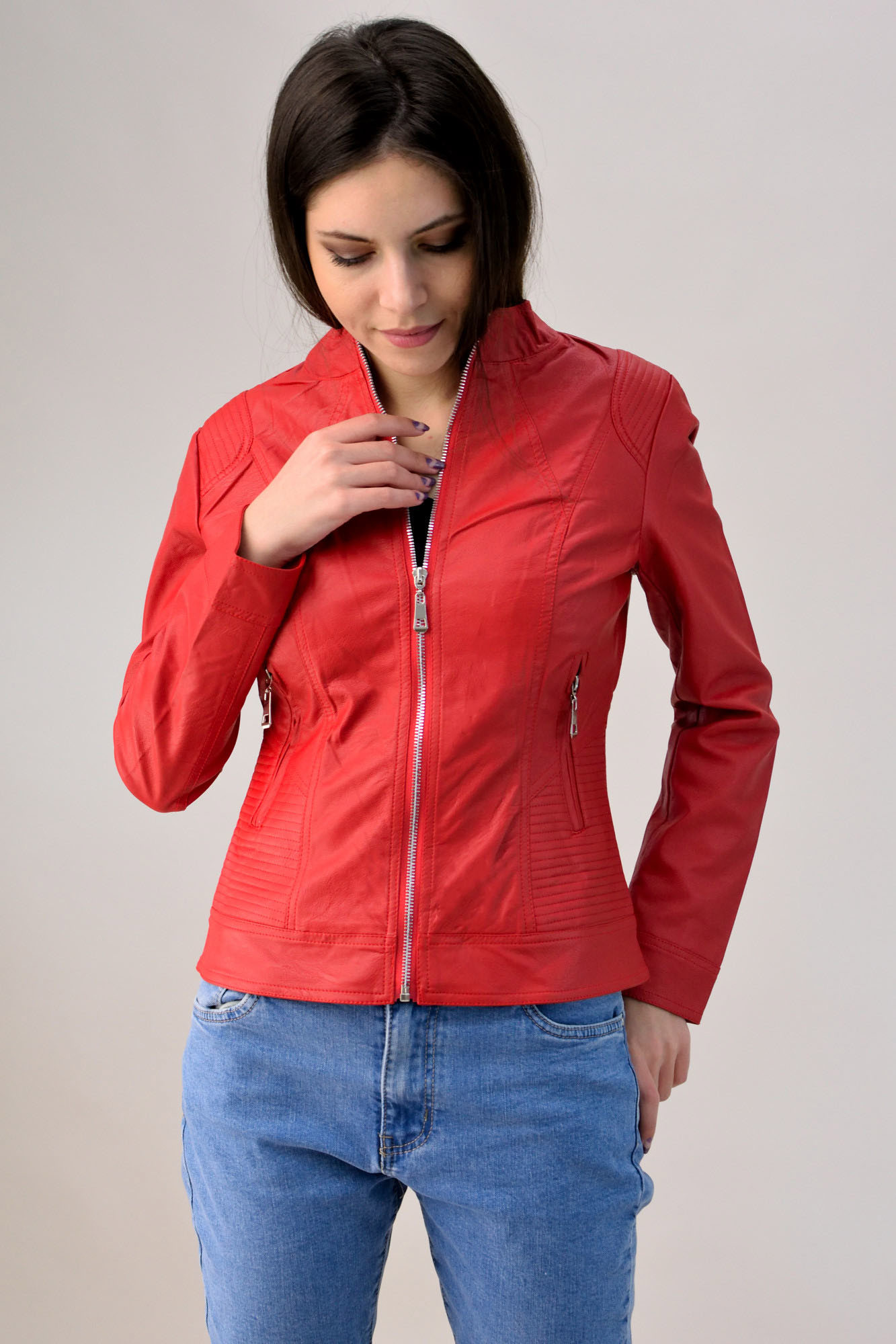 Jacket απο οικολογικό δέρμα Κόκκινο 598