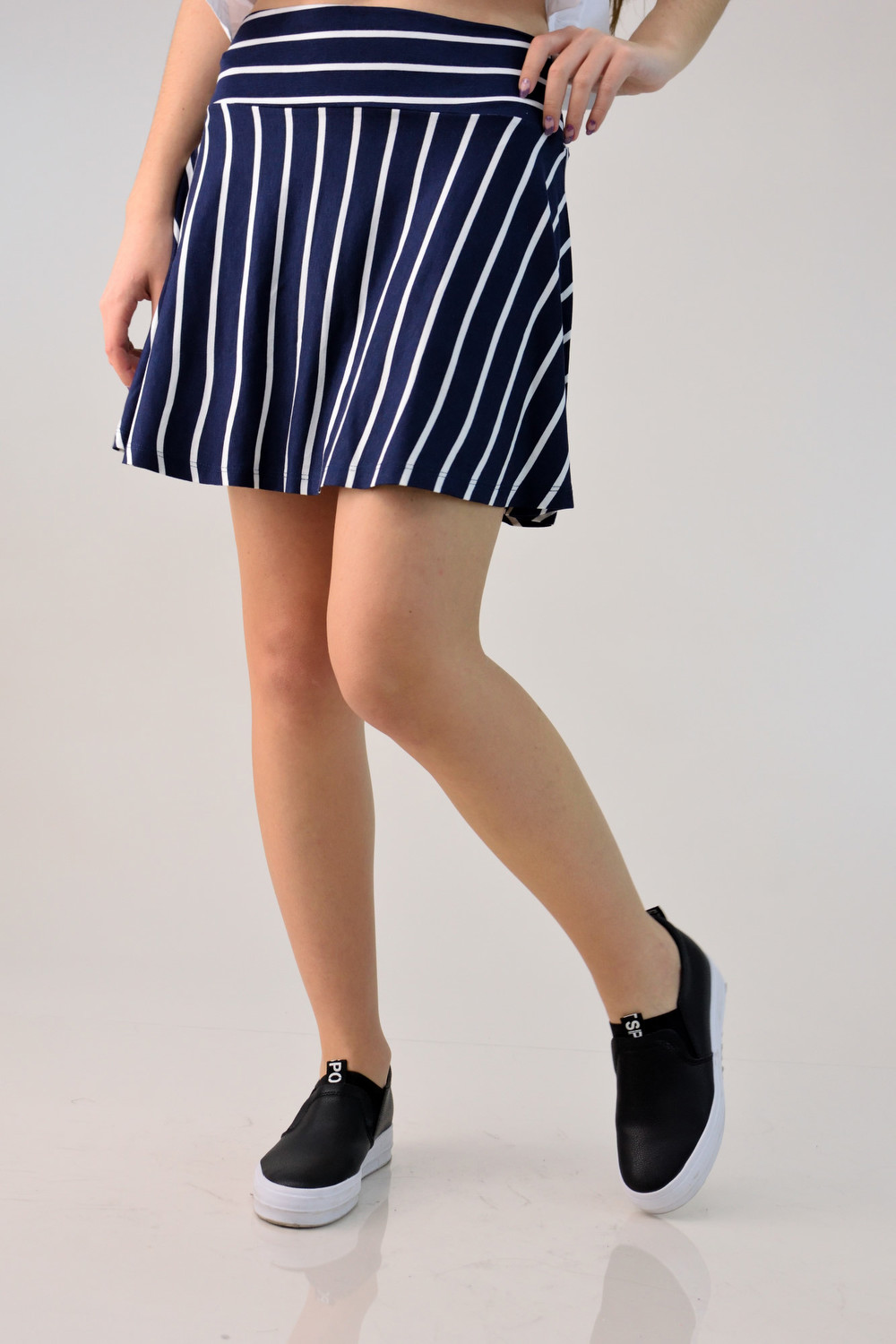 Φούστα ριγέ μίνι Μπλε 732 φωτογραφία