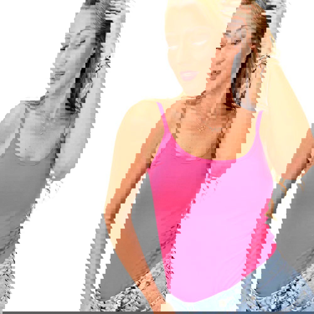 Μπλούζα μονόχρωμη με λεπτή τιράντα Φούξια 656