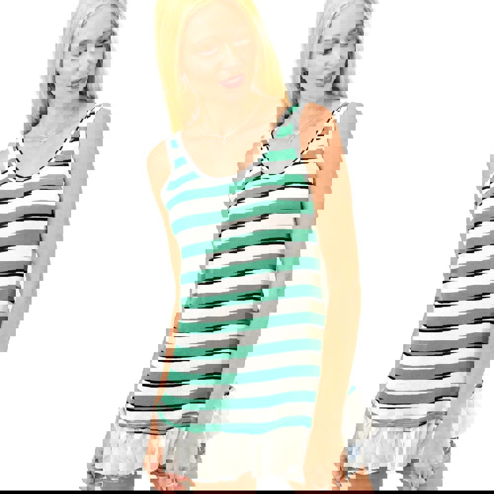 Μπλούζα ριγέ με βολάν Πράσινο 2012