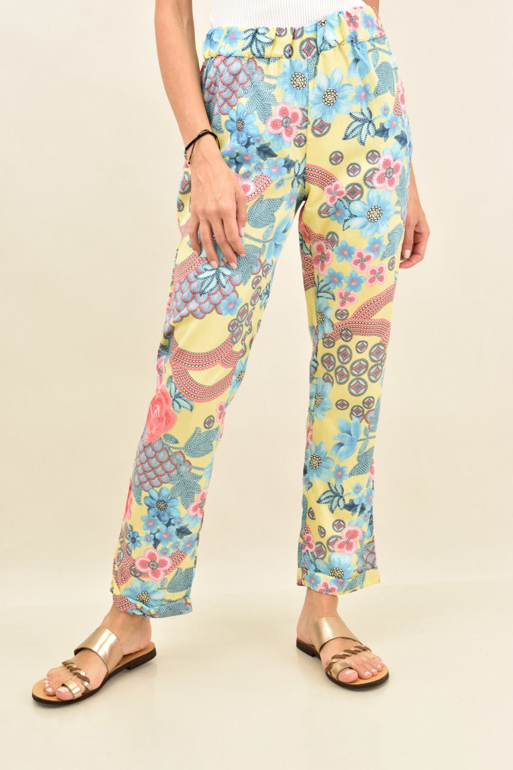 Παντελόνα ψηλόμεση με λουλούδια Ακουα 2042 φωτογραφία