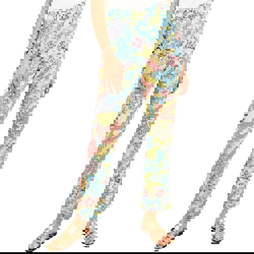 Παντελόνα ψηλόμεση με λουλούδια Ακουα 2042