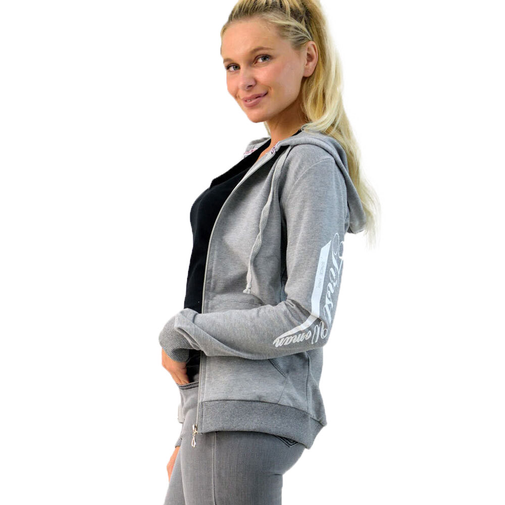 Ζακέτα φούτερ με στάμπα στο μανίκι Γκρι 1447