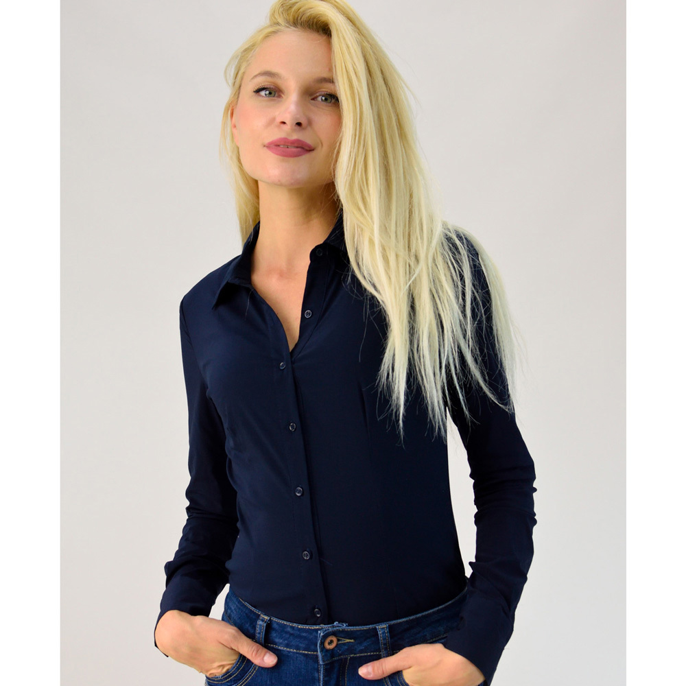 Γυναικείο πουκάμισο κορμάκι Μπλε Σκούρο 1798