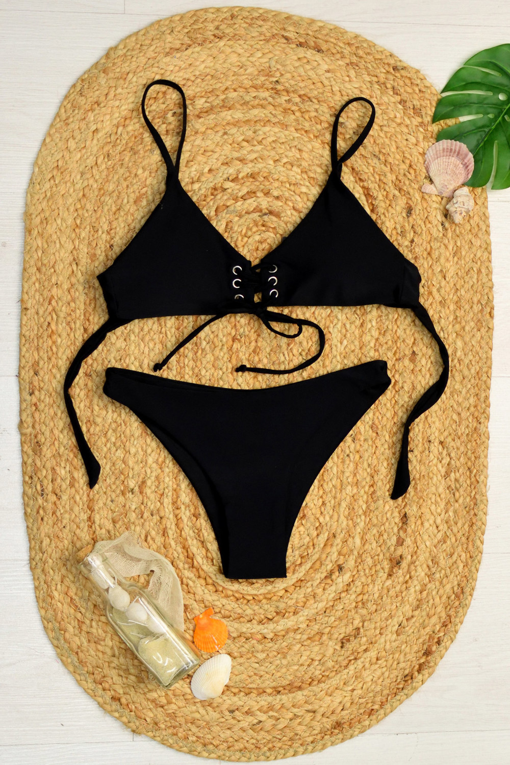 Σετ bikini με κορδόνια Μαύρο 3113
