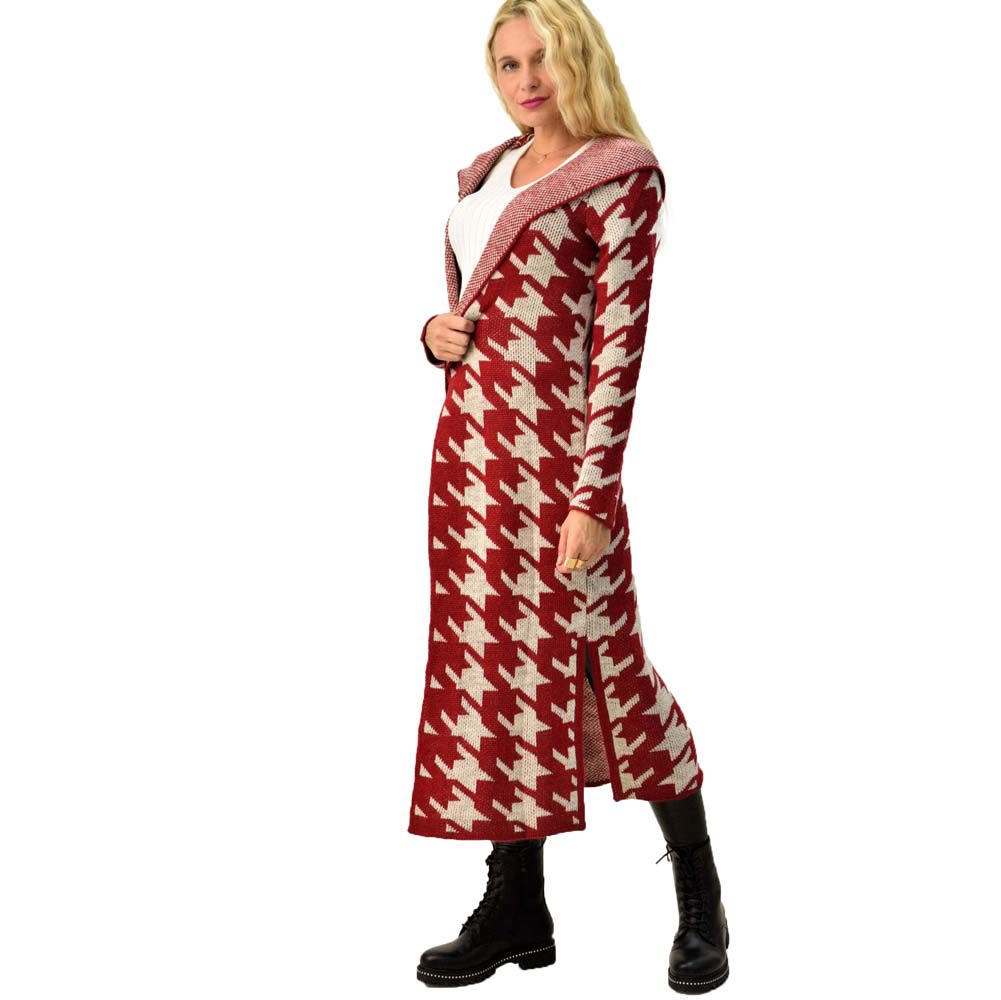 Πλεκτή ζακέτα με pattern Κόκκινο 3994