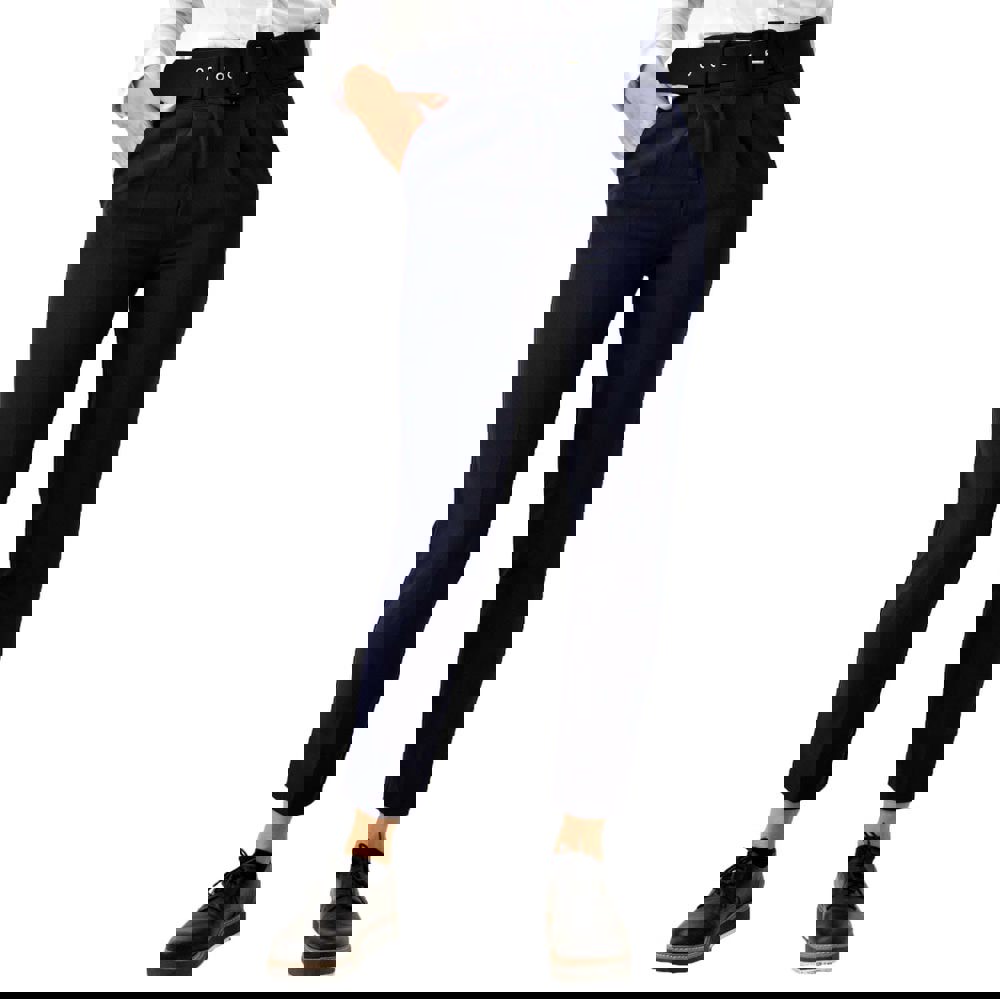 Γυναικείο παντελόνι με ζώνη Μπλε Σκούρο 4137