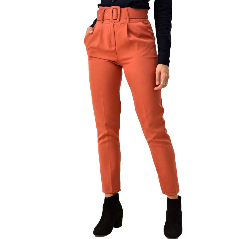 Γυναικείο παντελόνι με ζώνη Κανελί 4136