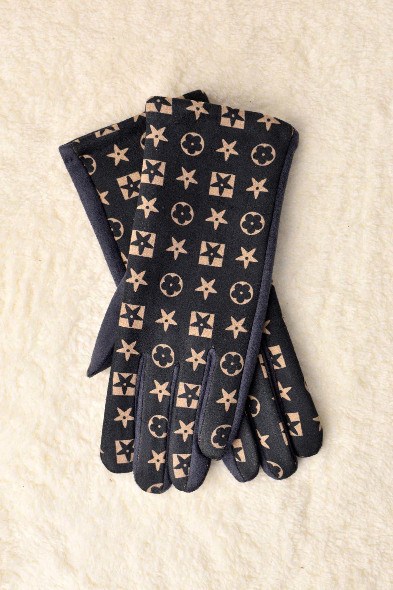 Γυναικεία γάντια με τύπωμα Ανθρακί 4775