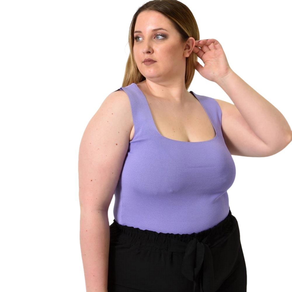 Γυναικείο Plus Size εφαρμοστό τοπ Μωβ 24415