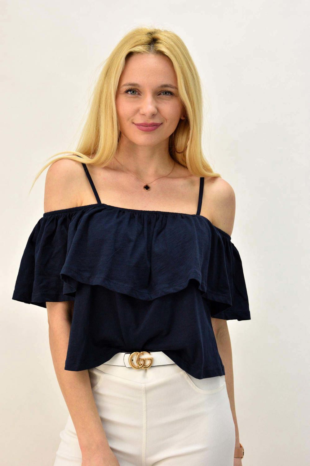 Τοπάκι με βολάν Μπλε Σκούρο 5501 φωτογραφία