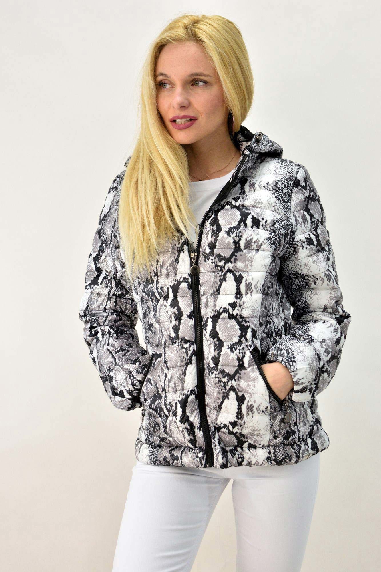 Γυναικείο μπουφάν Snake Print Γκρι 6391