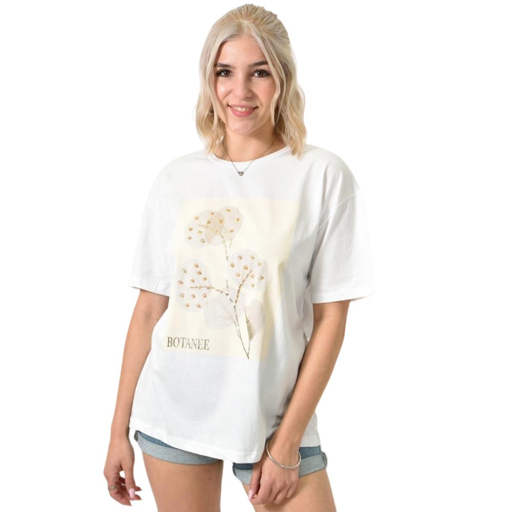T-Shirt με σχέδιο "Botanee" Λευκό 24239