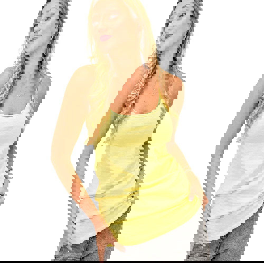 Μπλούζα μονόχρωμη με λεπτή τιράντα Κίτρινο 7764