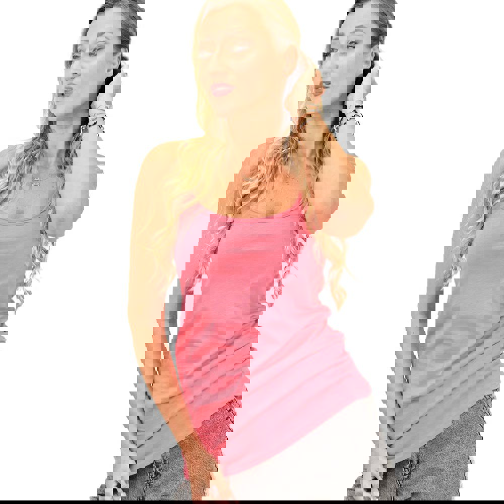 Μπλούζα μονόχρωμη με λεπτή τιράντα Φούξια 7745