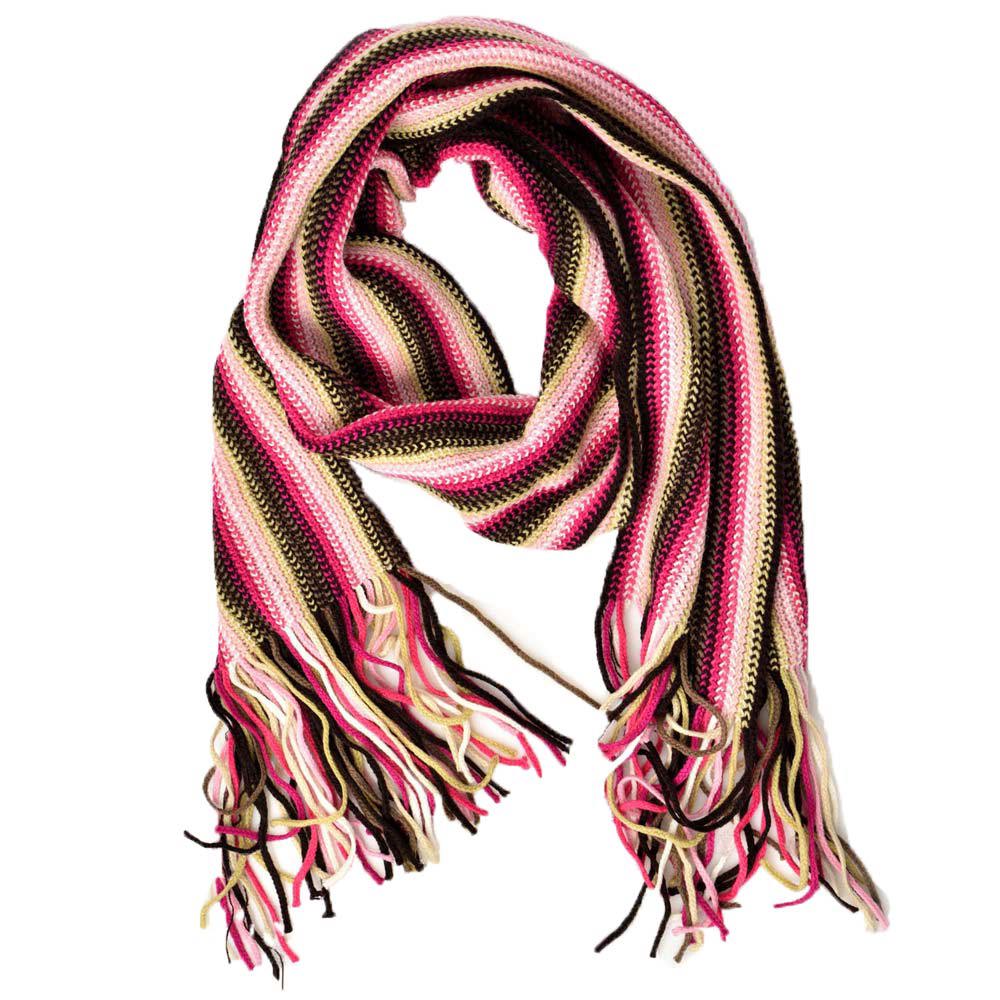 Κασκόλ πλεκτό με πολύχρωμη πλέξη Φούξια 8434