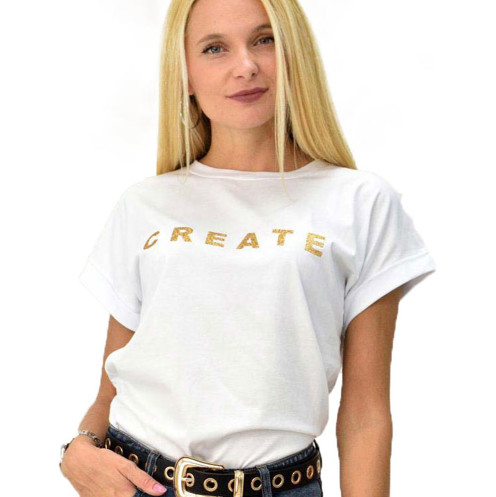 T-shirt με τύπωμα create Λευκό 8088