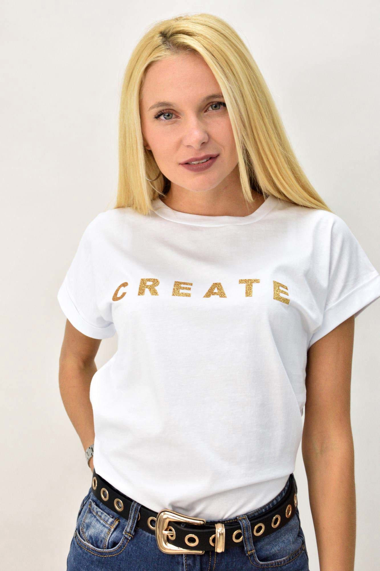 T-shirt με τύπωμα create Λευκό 8088