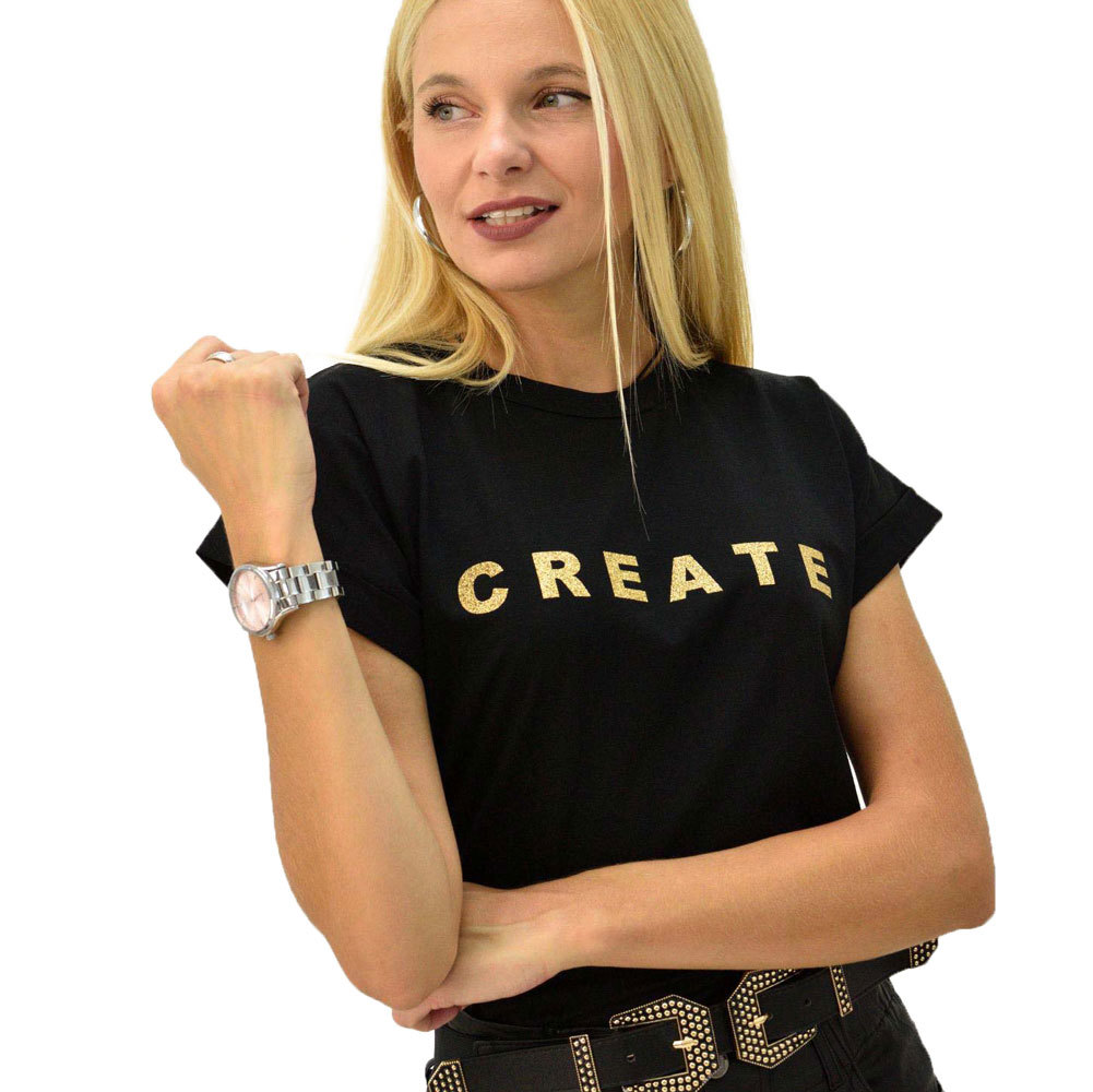 T-shirt με τύπωμα create Μαύρο 8089