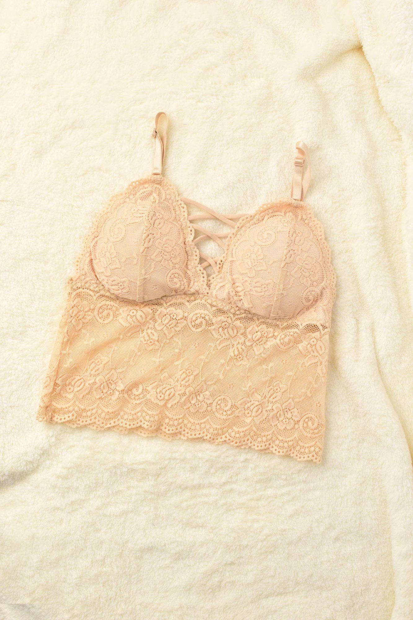 Γυναικείο Bralette με χιαστί σχέδιο στο μπούστο Μπεζ 8378