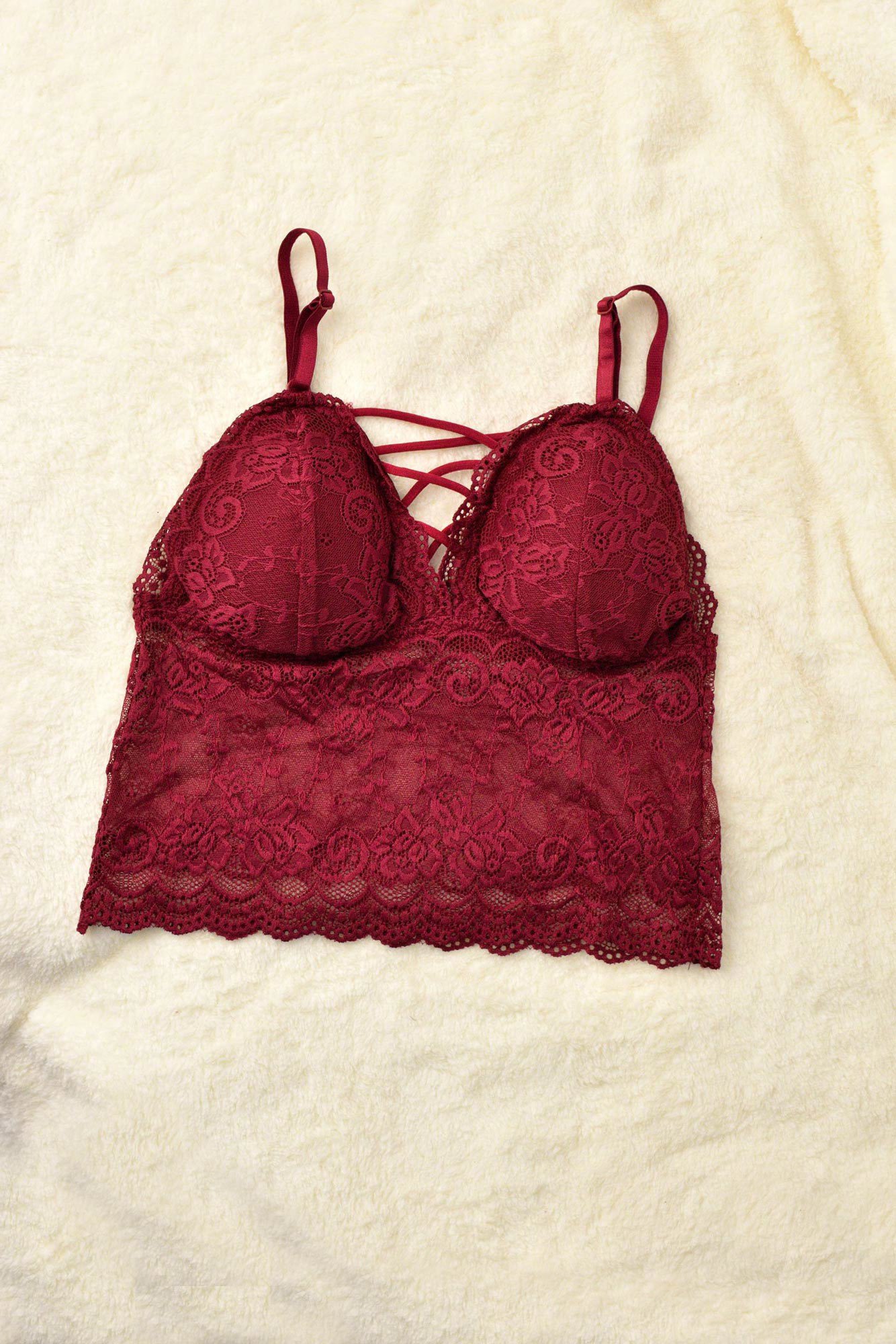 Γυναικείο Bralette με χιαστί σχέδιο στο μπούστο Μπορντώ 8364
