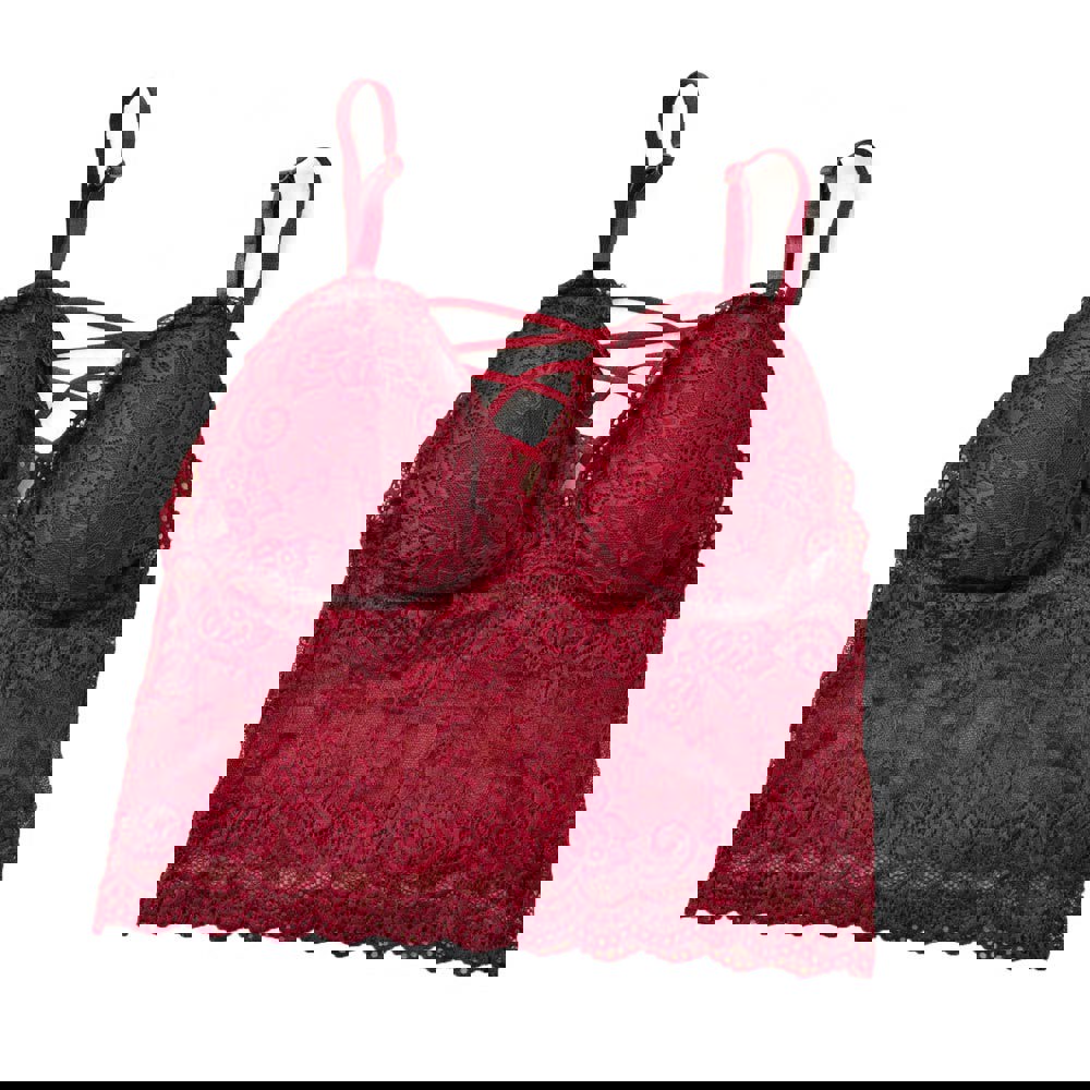 Γυναικείο Bralette με χιαστί σχέδιο στο μπούστο Μπορντώ 8364