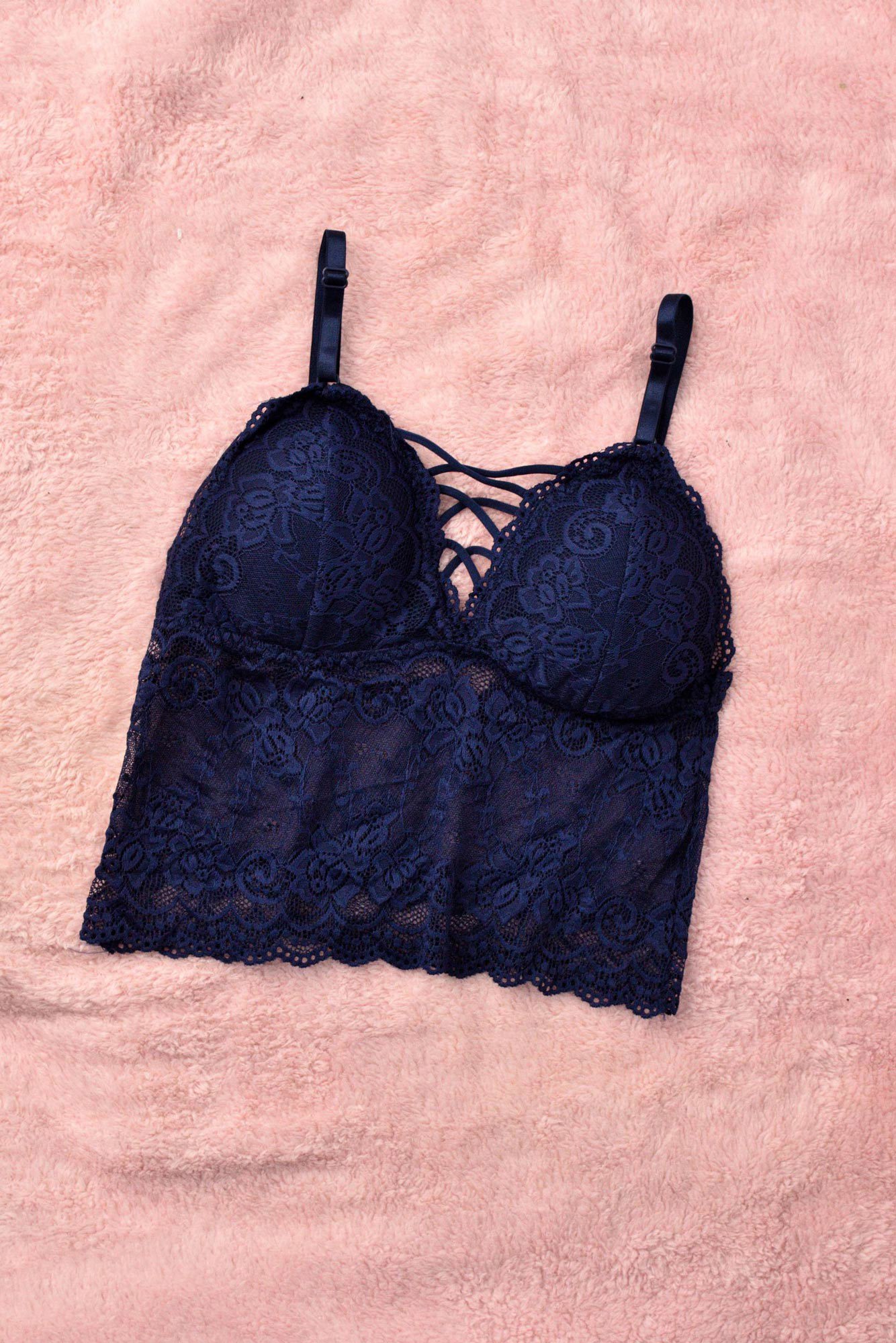 Γυναικείο Bralette με χιαστί σχέδιο στο μπούστο Μπλε Σκούρο 8363